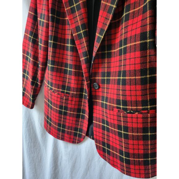 Vintage Potomac Red Tartan Plaid Blazer - Size 12 - Picture 4 of 8